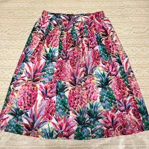 Jcrew Vibrant Pink Pineapple Print A-Line Skirt
